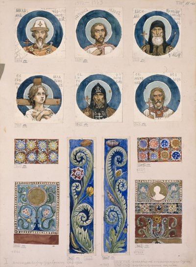 Medaillons met Russische Heiligen Studie voor fresco