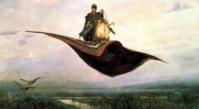 Rijden op een vliegend tapijt, 1880 door Viktor Mikhaylovich Vasnetsov