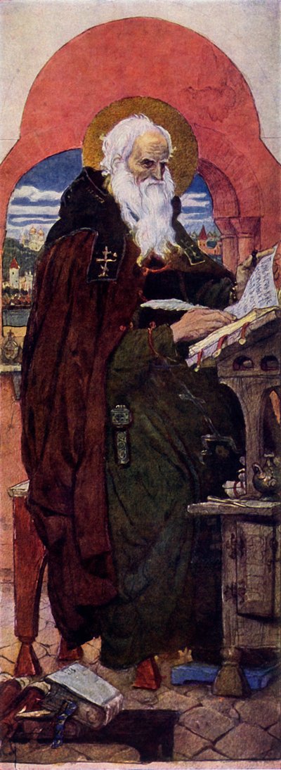 De gezegende kroniekschrijver Nestor, ca. 1885-1896, 1965 door Viktor Mikhaylovich Vasnetsov