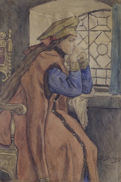 Tsarevna aan het raam De prinses die nooit glimlachte, 1920 door Viktor Mikhaylovich Vasnetsov