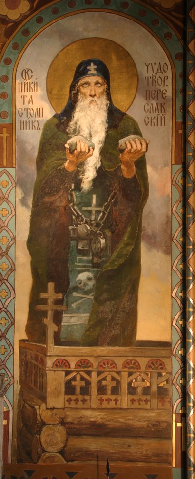 Eerwaarde Nikita Stylites van Pereyaslavl, 1885-1896 door Viktor Mikhaylovich Vasnetsov