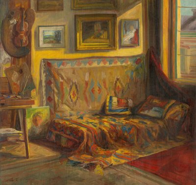 Interieur van het atelier van de kunstenaar door Viktor or Jozef Kiss