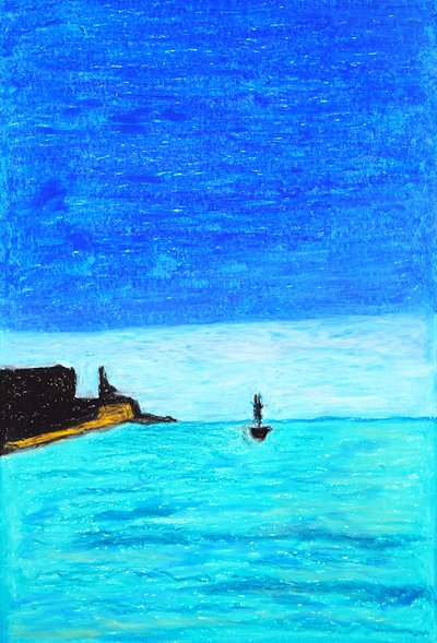 Levendig blauw zeegezicht door Viktoriia Saunina