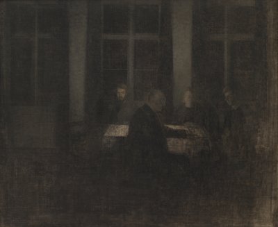 Avond in de Salon door Vilhelm Hammershøi