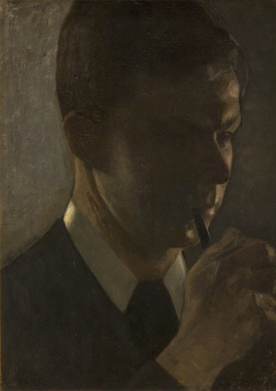 Portret van Svend Hammershøi, de broer van de kunstenaar door Vilhelm Hammershøi