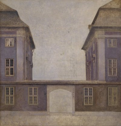 De Gebouwen van de Aziatische Compagnie, gezien vanaf St. Annæ Straat, Kopenhagen door Vilhelm Hammershøi
