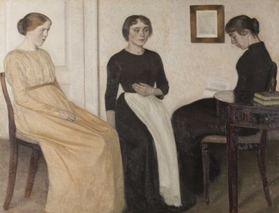 Drie jonge vrouwen door Vilhelm Hammershøi