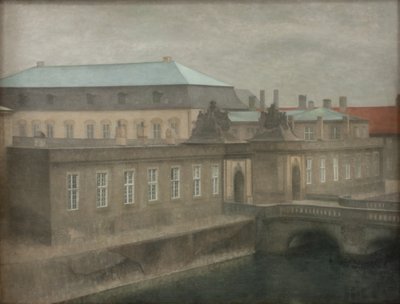 Uitzicht op Christiansborg Paleis. Late herfst door Vilhelm Hammershøi