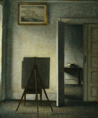 Een Interieur met de Ezelschildersezel van de Kunstenaar door Vilhelm Hammershoi