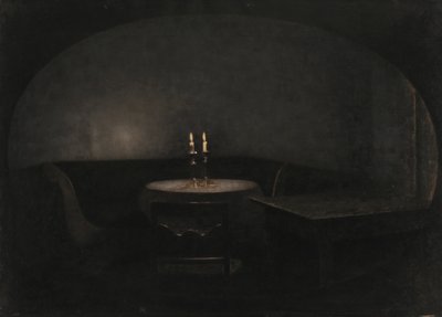 Interieur, kunstlicht door Vilhelm Hammershoi