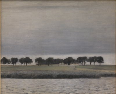Studie voor Zon regen, Gentofte Meer door Vilhelm Hammershoi