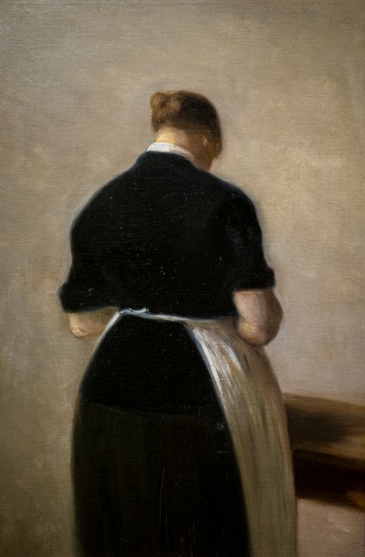 Studie van een staande vrouw, rugaanzicht door Vilhelm Hammershoi