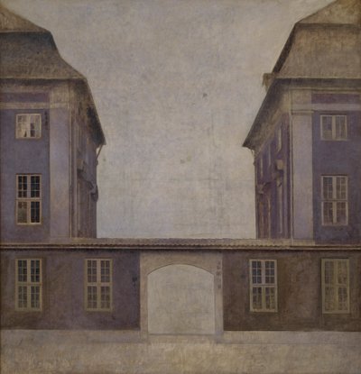 De gebouwen van de Aziatische Compagnie, gezien vanaf St. Annæ Gade, 1902 door Vilhelm Hammershoi