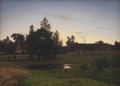 Na zonsondergang aan de rand van een dorp door Vilhelm Kyhn