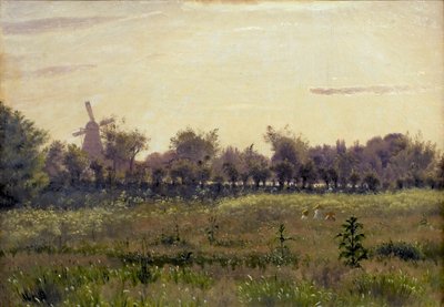 De weide bij het huis van de kunstenaar op Farimagsvej door Vilhelm Kyhn