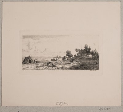 Landschap met een boerderij en een hut door Vilhelm Kyhn
