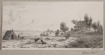 Landschap met een boerderij en een hut door Vilhelm Kyhn