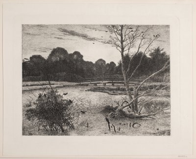 Zonsondergang in een bos door Vilhelm Kyhn