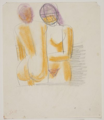 Compositiestudie met 2 staande, naakte vrouwen door Vilhelm Lundstrøm