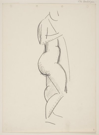 Staande naakte vrouw, profiel naar rechts, draperie in de hand door Vilhelm Lundstrøm