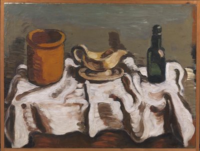 Stilleven met een kruik, een sauskom en een fles door Vilhelm Lundstrøm
