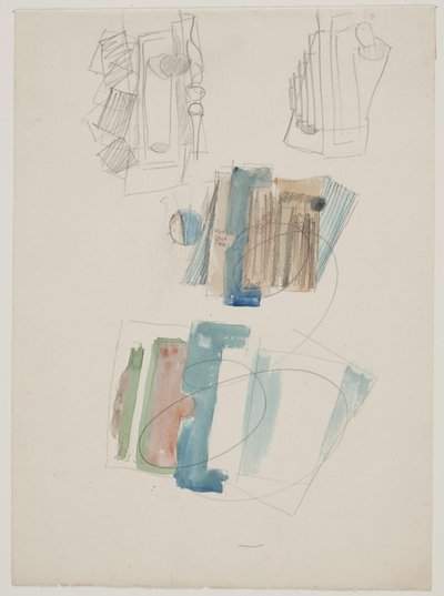 Studieblad met kubistische compositie door Vilhelm Lundstrøm
