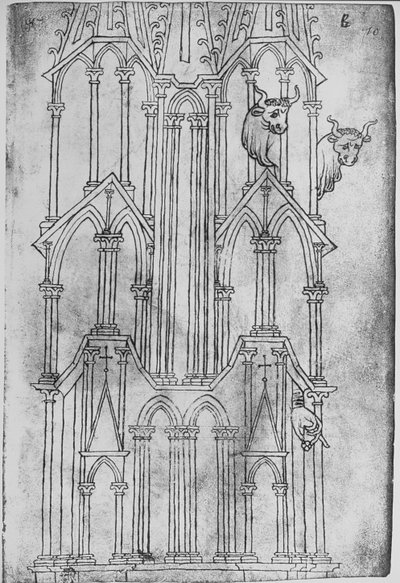 Verhoging van de toren van de kathedraal van Laon door Villard de Honnecourt