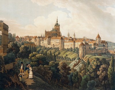 Uitzicht op Praag vanaf Belvedere door Vincenc Morstadt