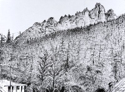 Dolomieten vanaf Balkon in Dont Italië, 2019 door Vincent Alexander Booth