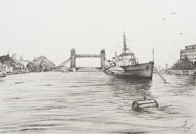 HMS Belfast op de rivier de Theems, Londen, 2006 door Vincent Alexander Booth