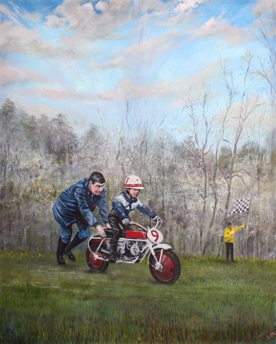 Motorrijdende man, 2024 (olieverf op doek) door Vincent Alexander Booth