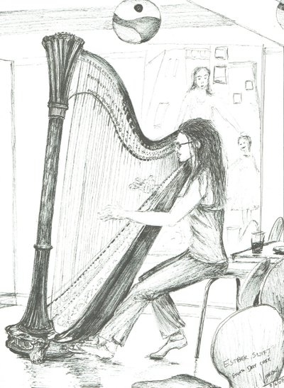 De Harpist 8e dag café Manchester, 2007 door Vincent Alexander Booth