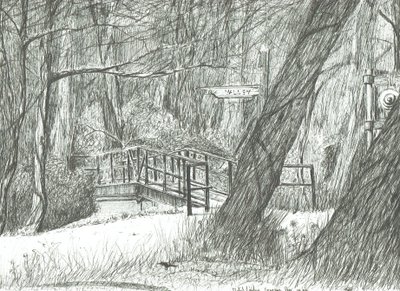 De oude metalen brug, Bramhall park door Vincent Alexander Booth