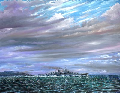 USS Juneau Guardalcanal 1942 door Vincent Alexander Booth