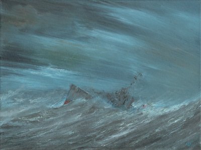 USS Monaghan verloren in de Tyfoon van de Stille Oceaan 18 december 1944 door Vincent Alexander Booth