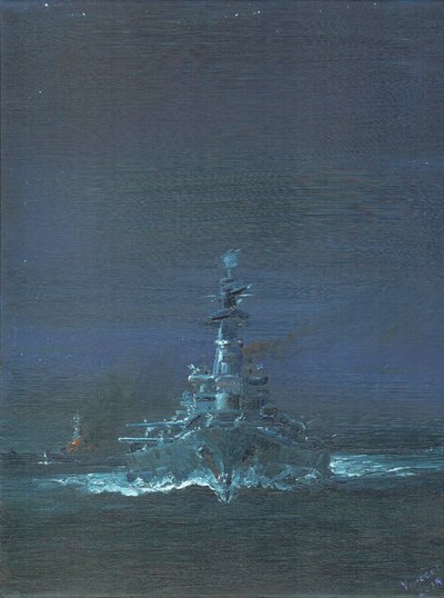 USS Washington ziet Kirishima op radar bij Guadalcanal 1942 door Vincent Alexander Booth