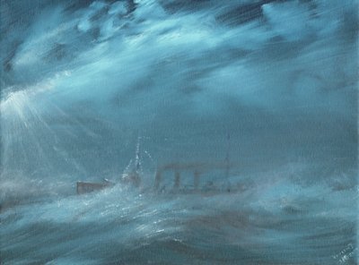 Amerikaanse torpedobootjager in een storm op zee 1917 door Vincent Alexander Booth