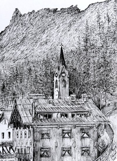 Uitzicht vanaf balkon in Dont Italië, 2019 door Vincent Alexander Booth