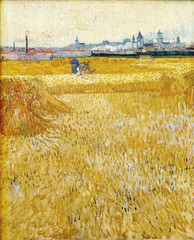 Arles: Uitzicht vanaf de Korenvelden De Oogsters, 1888. door Vincent van Gogh
