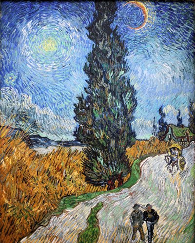 Landweg in de Provence bij nacht, 1890 door Vincent van Gogh
