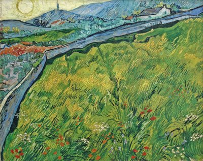Gesloten tarweveld met opkomende zon, 1889 door Vincent van Gogh