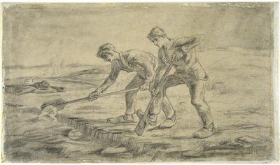 Les bêcheurs na Millet, 1880 door Vincent van Gogh