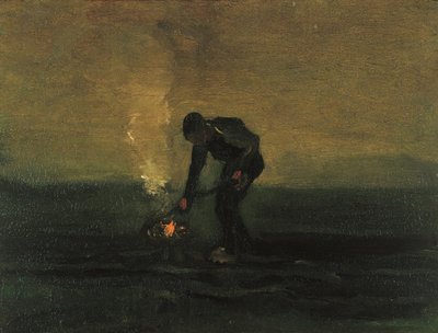 Boer die onkruid verbrandt, 1883 door Vincent van Gogh