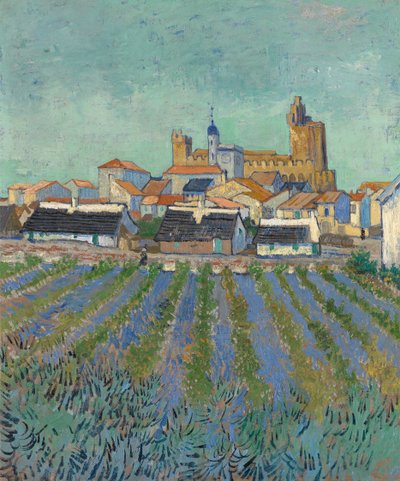 Uitzicht op Saintes-Maries-de-la-Mer, 1888 door Vincent van Gogh