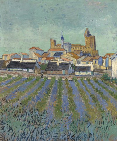 Uitzicht op Saintes-Maries-de-la-Mer, 1888 door Vincent van Gogh