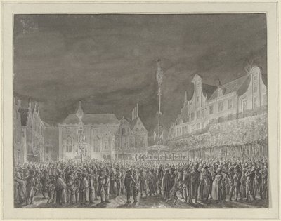 Viering van de afkondiging van de Alliantie met Frankrijk op de Grote Markt te Haarlem, 1795 door Vincent Jansz. van der Vinne
