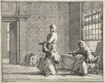 Kleermaker in een interieur door Vincent Laurensz. van der Vinne (II)