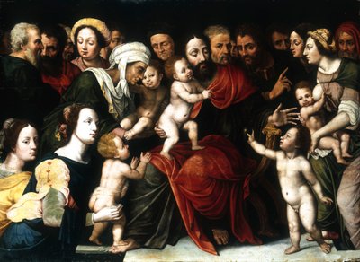 Jezus met de kleine kinderen door Vincent Sellaer