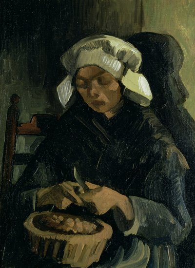 Een boer uit Neunen die aardappelen schilt, 1885 door Vincent van Gogh