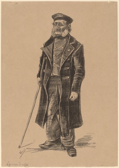 Armenhuisbewoner, staand door Vincent van Gogh